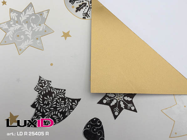 Wrapping paper duo black white-gold 50cm x 100m